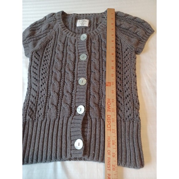LOGG gray cable knit cardigan sweater womens S short sl. grunge 90s indie boho - Picture 8 of 8